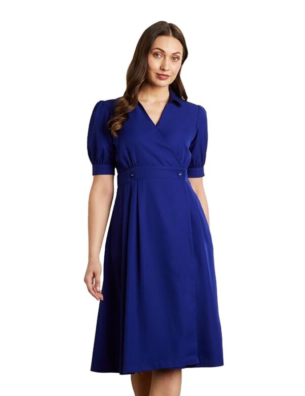 Symbol Premium Women's Desk-to-Dinner' Fit & Flare Wrap Dress (Midi Length | Stylish) (Available in Plus Sizes)